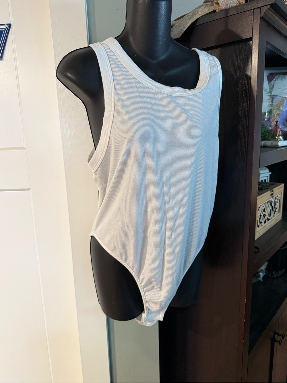 4/$16 Shein Women's Ribbed Tank Bodysuit - White
